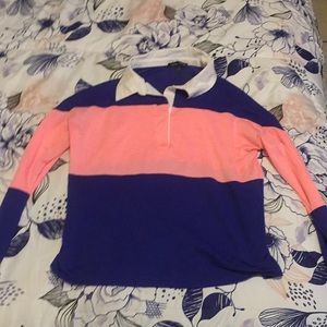 Collared Long Sleeve Stripe Top